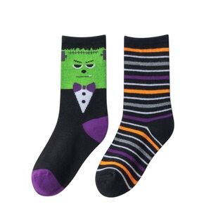 Kids Halloween 2-pk Crew Socks-Frankenstein Size: 7-8.5